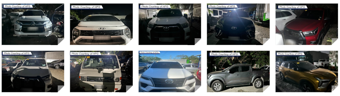 HPG: 10 rent-tangay vehicles recovered in Batangas, Laguna