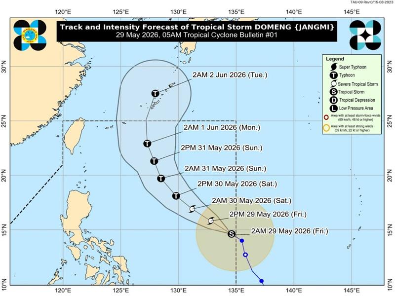 Tropical Storm Domeng enters PAR, no effect to weather in the next 24 hours — PAGASA
