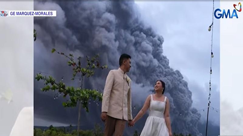 Wedding celebration pushes through amid Mayon unrest