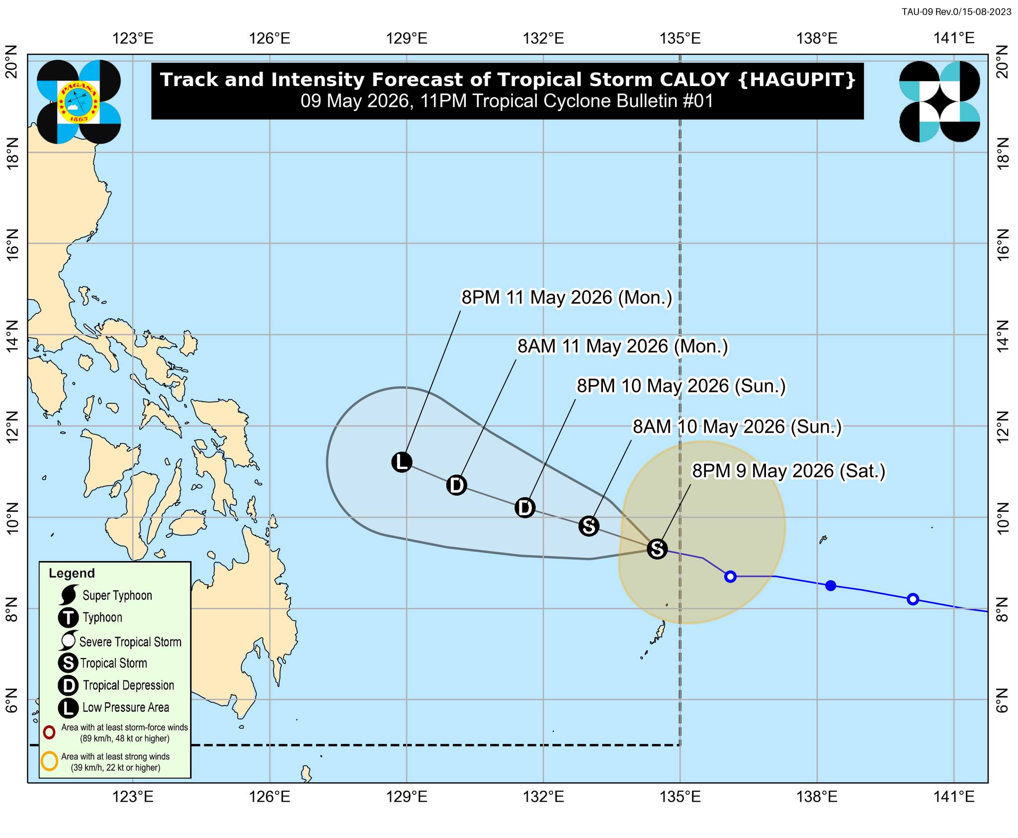 Caloy maintains strength, weakening to begin Sunday