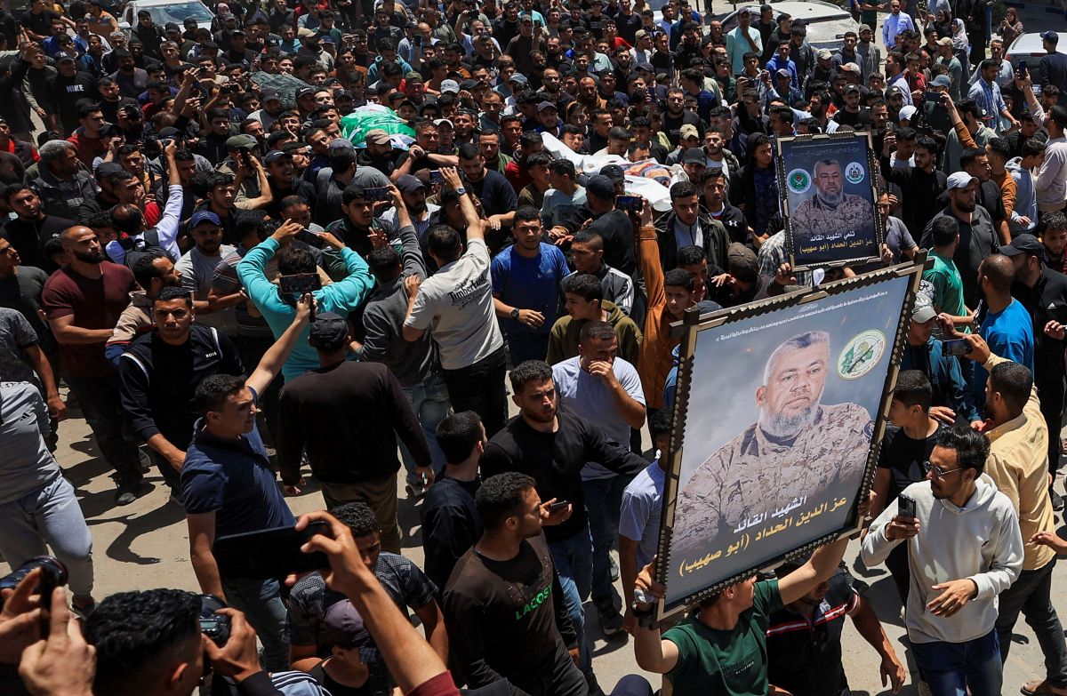 funeral of Hamas' military wing commander Izz al-Din al-Haddad, his wife and his daughter