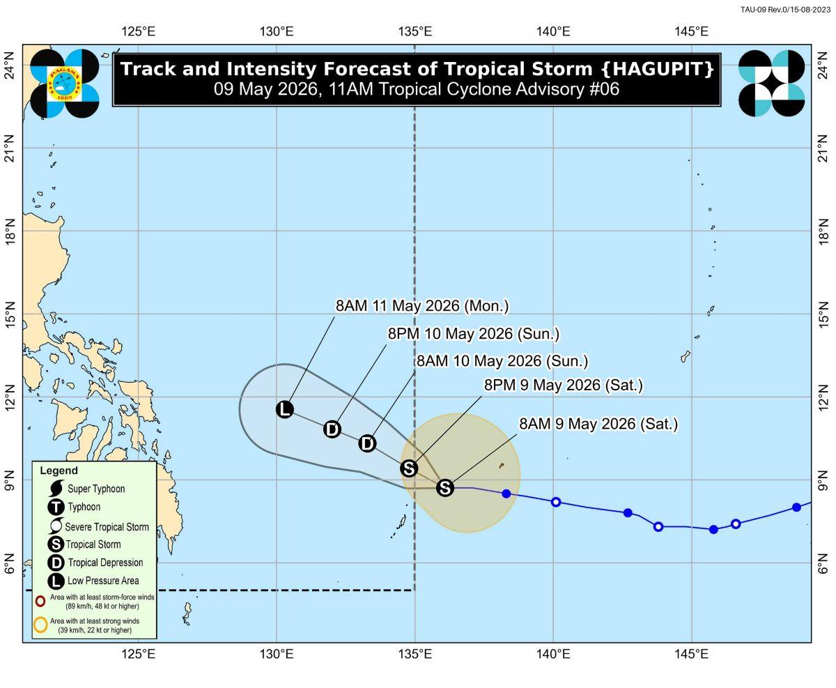 Tropical Storm Hagupit, May 9, 2026, 11 a.m. 