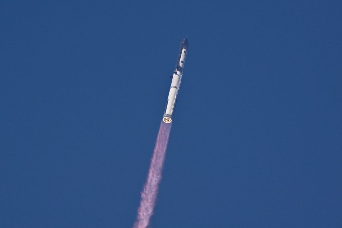 The SpaceX Starship spacecraft launch in the 12th test flight, in Starbase, Texas, US