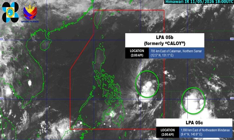 PAGASA tracks 2 LPAs, both unlikely to develop into tropical depression