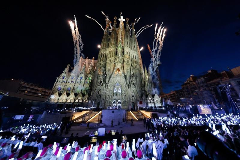 Pope Leo XIV blesses new tower at Barcelona's Sagrada Familia
