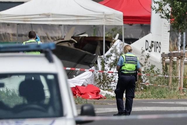 Members of the French Air Transport Gendarmerie work at the site of a plane crash in Tomblaine, France, June 28, 2026. REUTERS/ Christian Hartmann