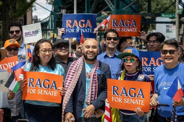 Assemblymember Steven Raga joins supporters during an early voting march in Woodside, Queens, as he campaigns for a seat in the New York State Senate. If elected, Raga would become the first Filipino American to serve in the New York State Senate. Photo: Dave Llavanes Jr.