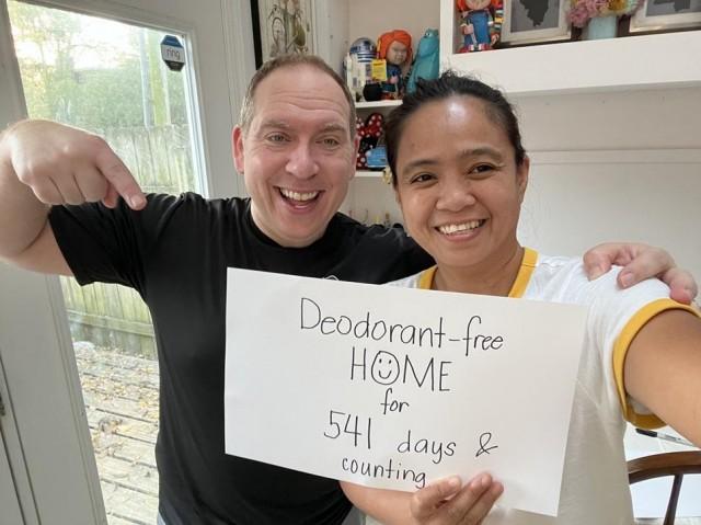 With husband Matthew Morales who is of Puerto Rican, Irish, and East European heritage: Their family has stopped using deodorant. Courtesy: The FilAm