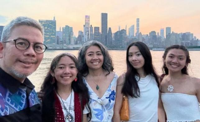 With wife Citadel and daughters Evita, Sophie and Bianca: 'NYC unlocked the creativity in all of us.' Courtesy: The FilAm