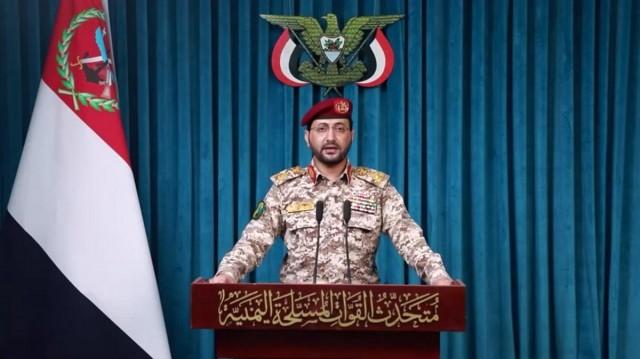 Houthi military spokesman Yahya Sarea delivers a statement in Sanaa, Yemen June 8, 2026. Screenshot from Houthi Media Center video via Reuters