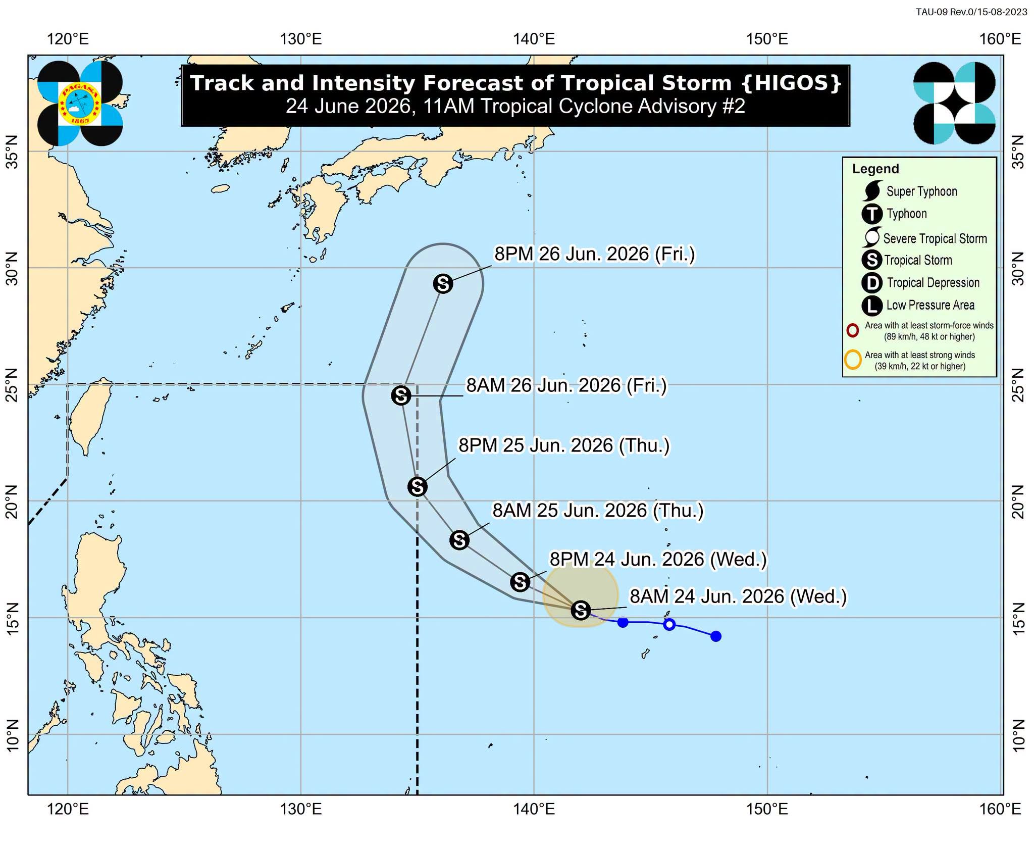 Tropical Storm Higos maintains strength