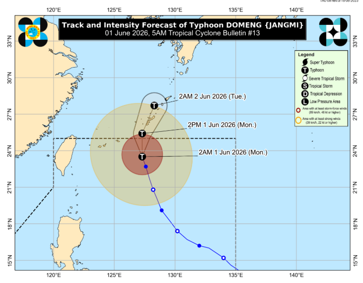 Typhoon Domeng slows down, reaches its peak intensity 