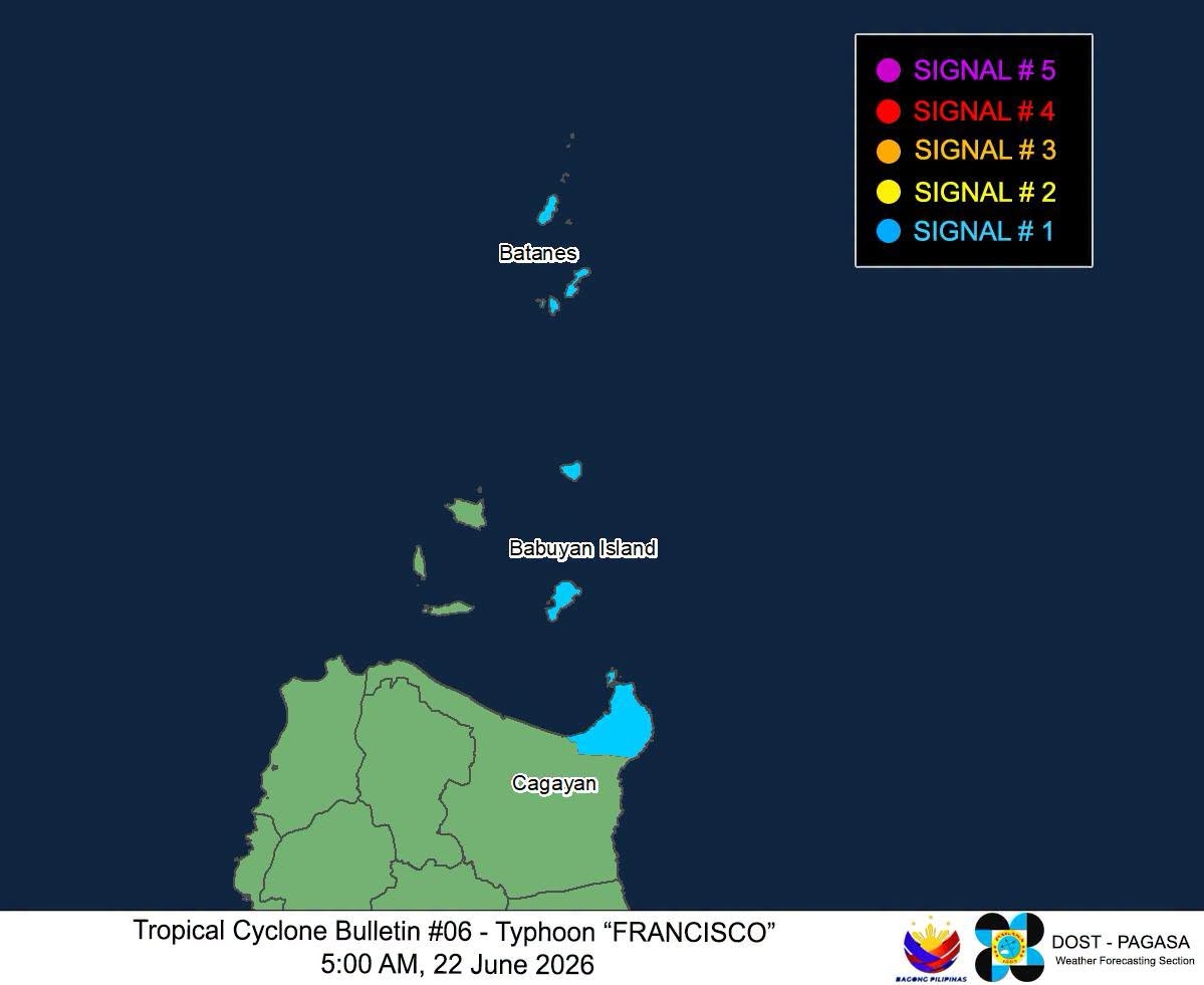 Batanes, parts of Cagayan under Signal No. 1 as Typhoon Francisco intensifies