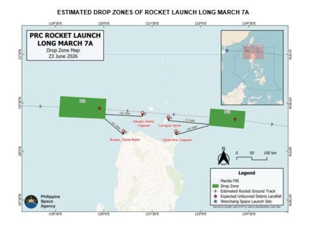 PCG warns of China rocket debris off Ilocos Norte, Cagayan on June 23, 2026