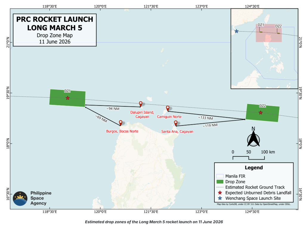 PhilSA warns of falling debris in Northern Luzon areas after China rocket launch