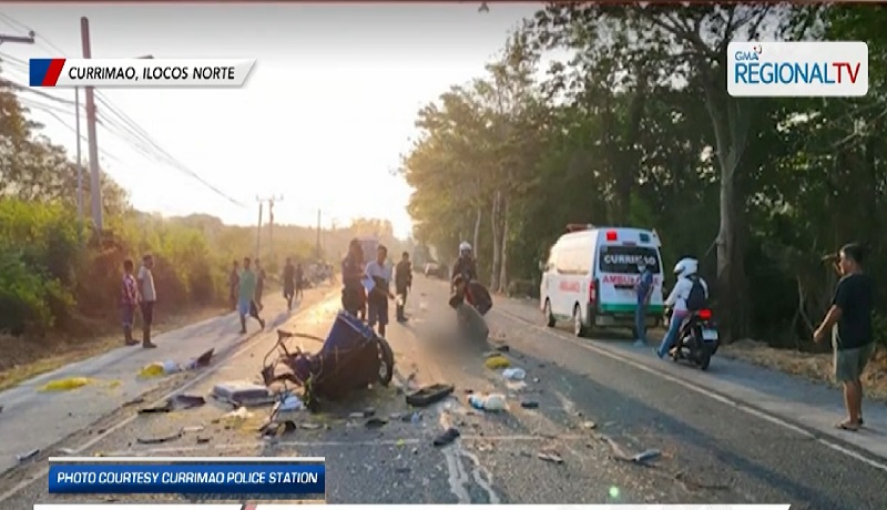 Tricycle na sumabog ang gulong, bumangga sa bus; driver patay, anak niya sugatan