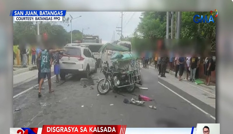7 sakay ng tricycle, patay nang masalpok sila ng SUV; tumilapon na mga biktima, nasagasaan pa ng bus