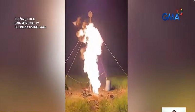 Ginagawang poso sa isang palayan, apoy ang lumabas sa halip na tubig sa Iloilo