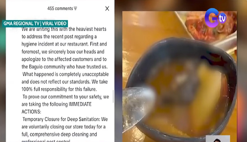 Patay na daga, nakita umano sa inorder na sinigang na hipon sa isang restaurant sa Baguio