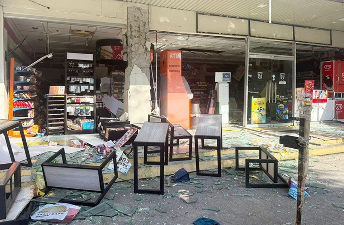 Convenience store in General Santos City damaged by magnitude 7.8 earthquake