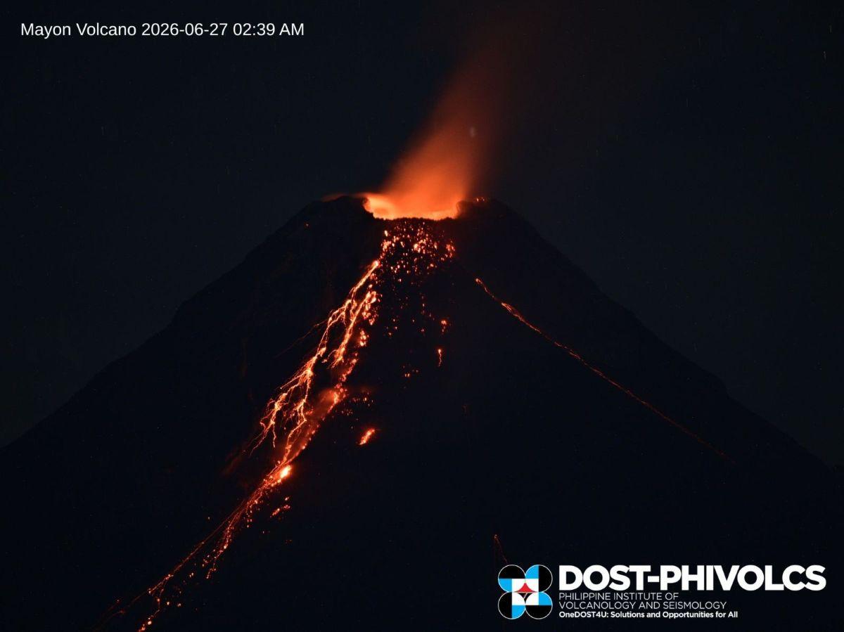 Mayon Volcano lava effusion seen anew on 173rd day of effusive eruption