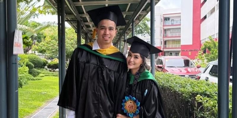Lian Paz, husband John Cabahug graduate college at 38