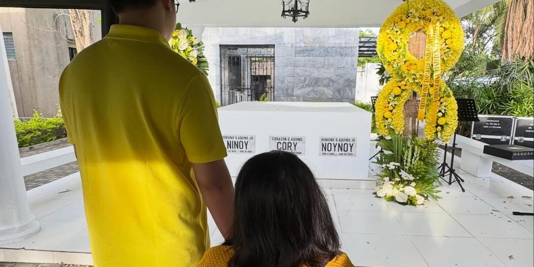 Kris Aquino, son Bimby visit late PNoy's resting place on 5th death anniversary