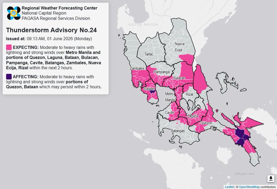 Heavy rains expected over Metro Manila, 8 Luzon provinces