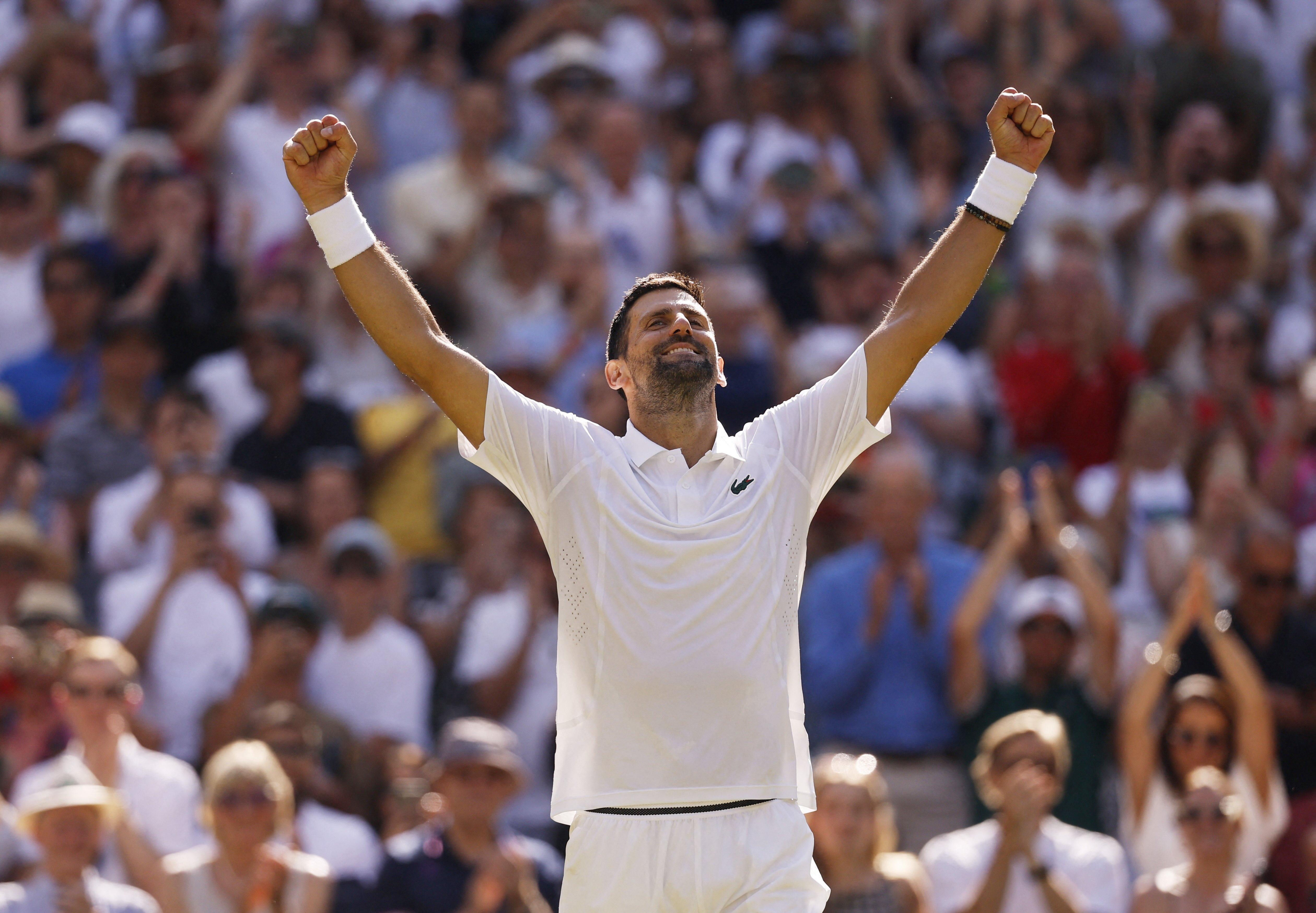 Novak Djokovic ties Roger Federer's Wimbledon wins mark