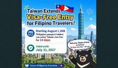 Visa-free entry para sa mga Pinoy na pupunta sa Taiwan, extended hanggang July 2027