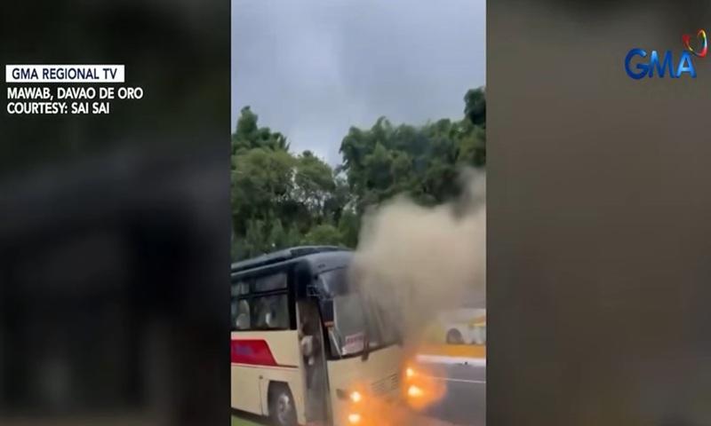 62 individuals evacuated from burning bus in Mawab, Davao de Oro