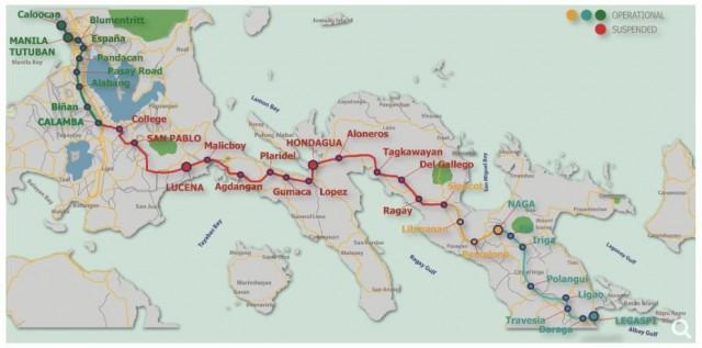 PNR Bicol Line route map on PNR website accessed on July 22, 2026_Courtesy PNR website