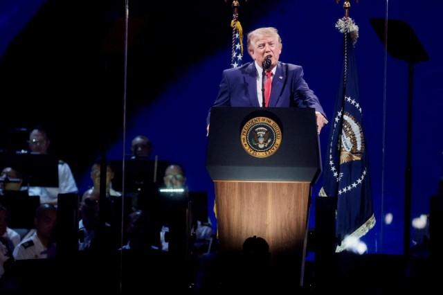 US President Donald Trump speaks at a Fourth of July rally, marking the 250th anniversary of US independence, on the National Mall in Washington, D.C., US, July 4, 2026. REUTERS/Jonathan Ernst