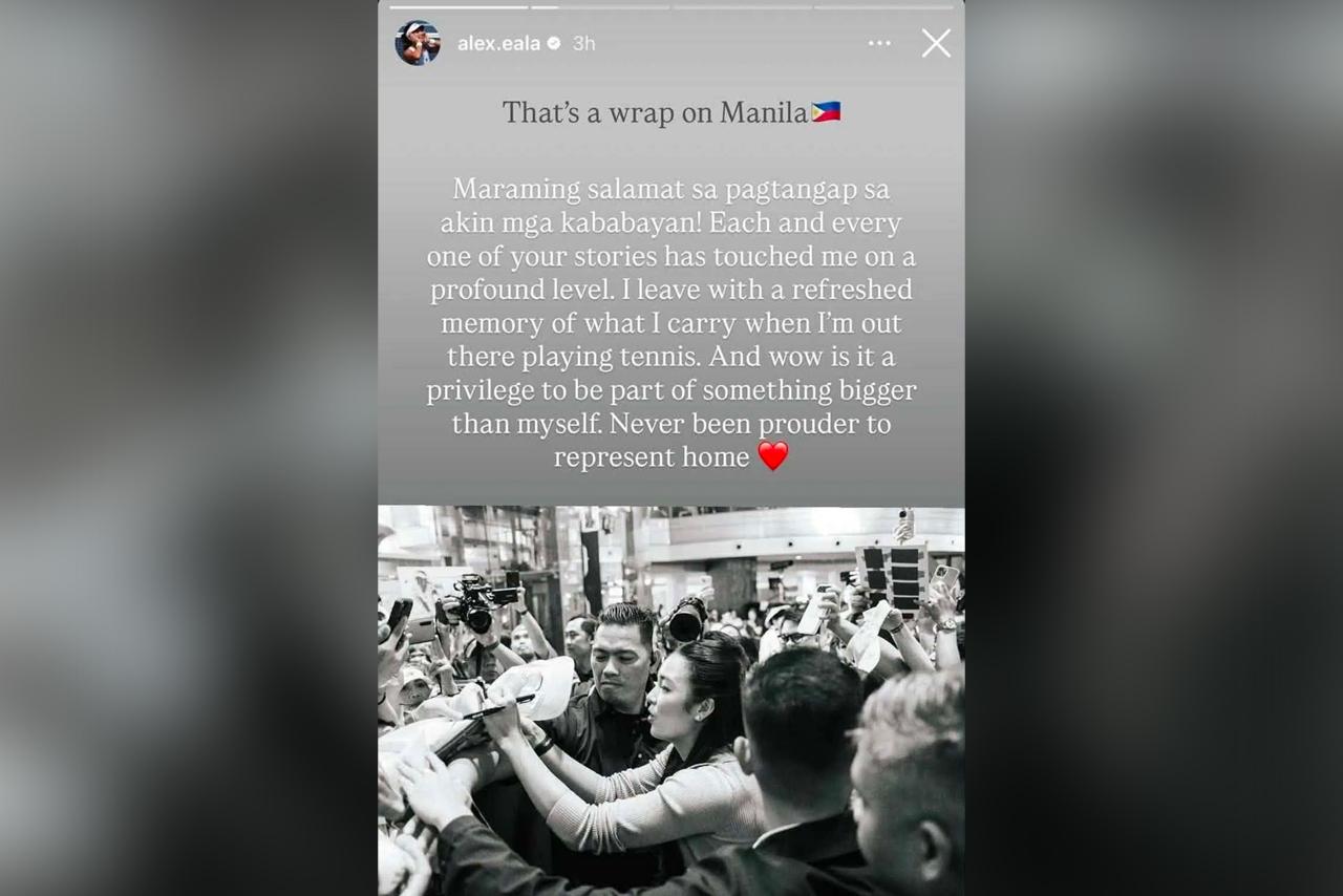 Alex Eala Instagram Story: That's a wrap on Manila