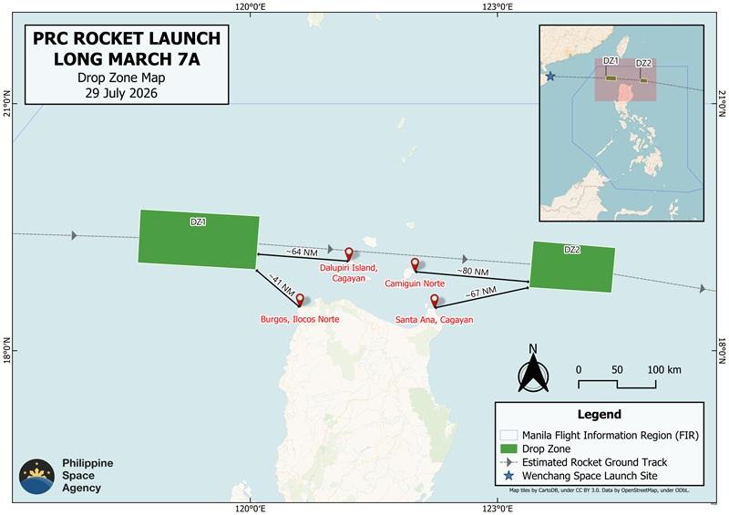 PhilSA confirms rocket launch from China, debris expected