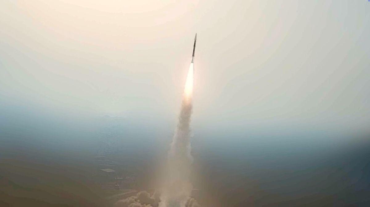 A missile launched by Iran in an unknown location