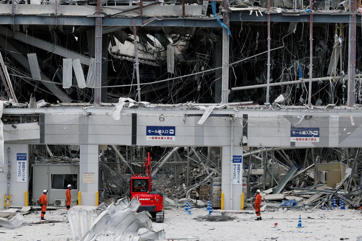 Aftermath of earthquake in Kyushu region in Japan