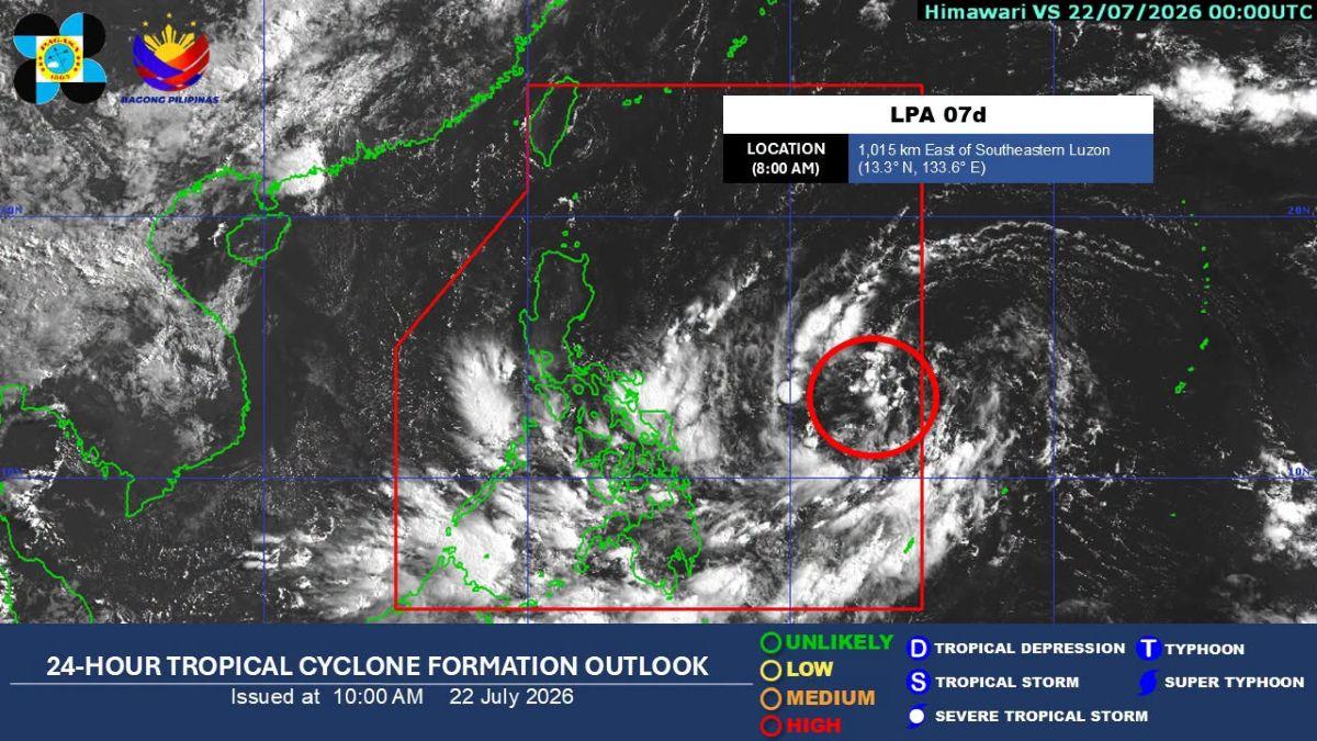 LPA enters PAR, has high chance of developing into tropical depression in 24 hours