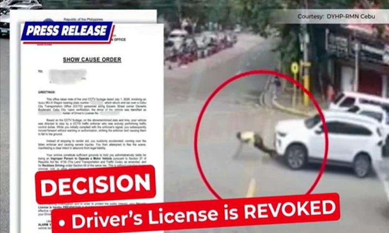 LTO revokes license of SUV driver who hit traffic enforcer in Cebu City