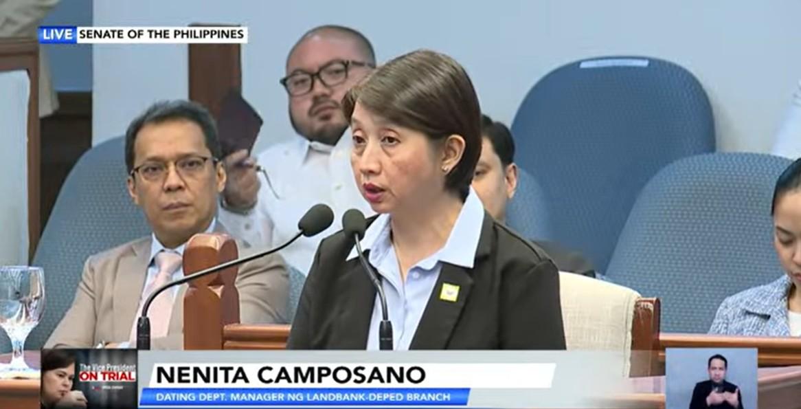 Nenita Camposano, former dept. manager of LandBank-DepEd branch