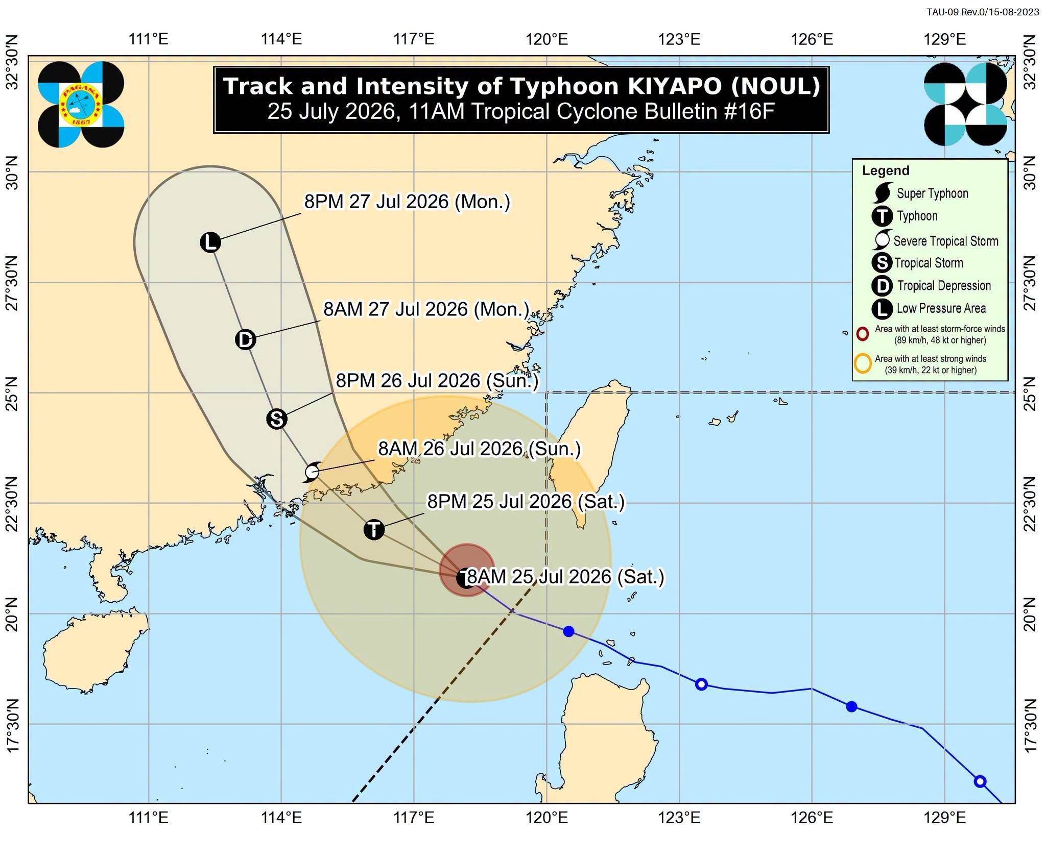Typhoon Kiyapo maintains strength while moving towards Southern China — PAGASA