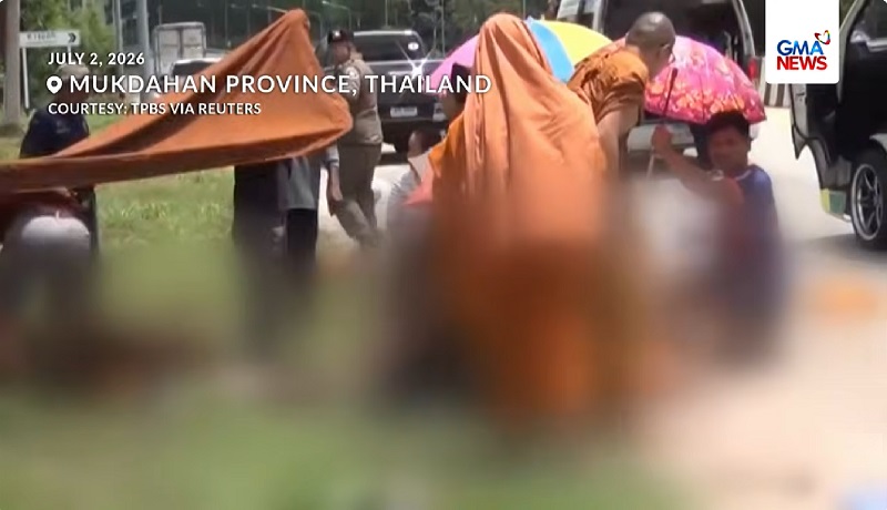 Prusisyon ng Thai monks sa Thailand, inararo ng pickup truck na 11-anyos ang driver; 10, patay