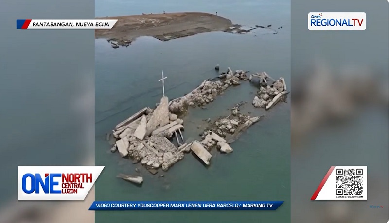 Lumang bayan ng Pantabangan sa Nueva Ecija, muling nagpakita matapos bumaba ang tubig sa dam