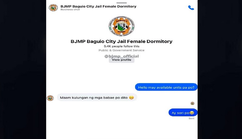 Bakasyunista , nagtanong ng ‘accommodation’ sa BJMP Baguio City Jail Female Dormitory