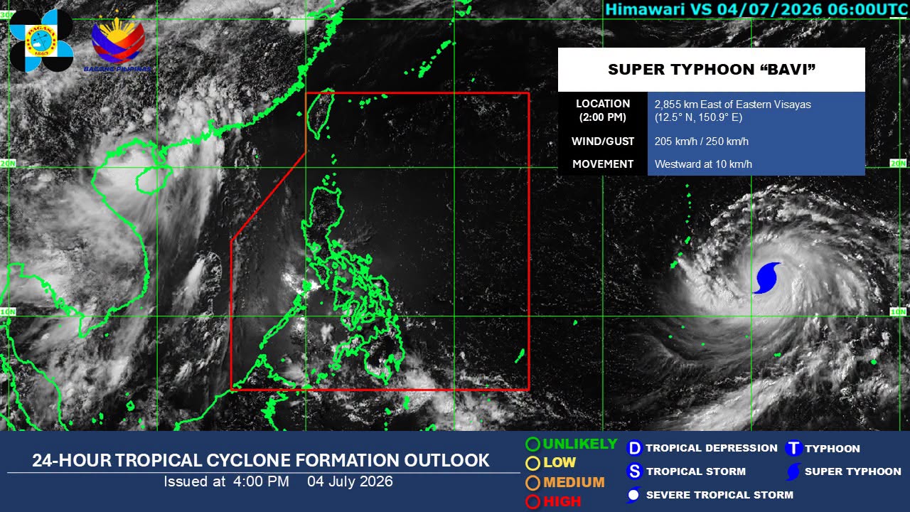 Super Typhoon Bavi continues to strengthen outside PAR