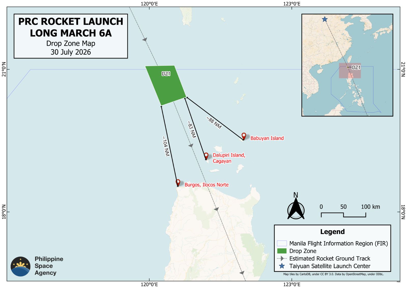 PhilSA: Long March 6A rocket debris may fall into waters off Northern Luzon