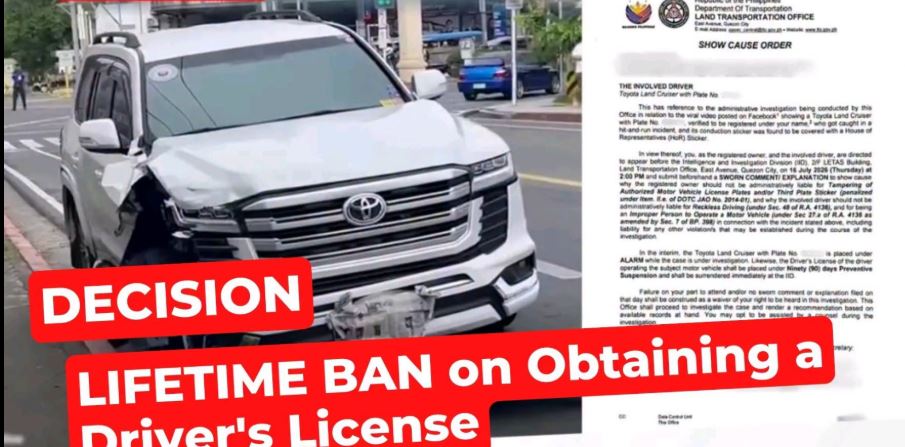 LTO permanently revokes license of Mandaluyong hit-and-run SUV driver