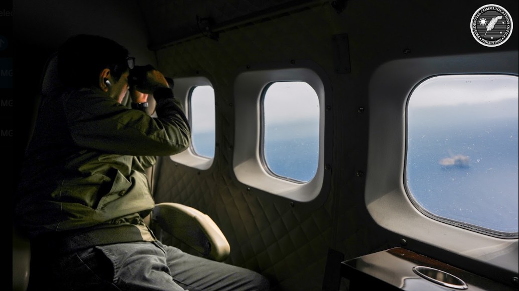 Marcos holds aerial inspection of Malampaya phase 4 project