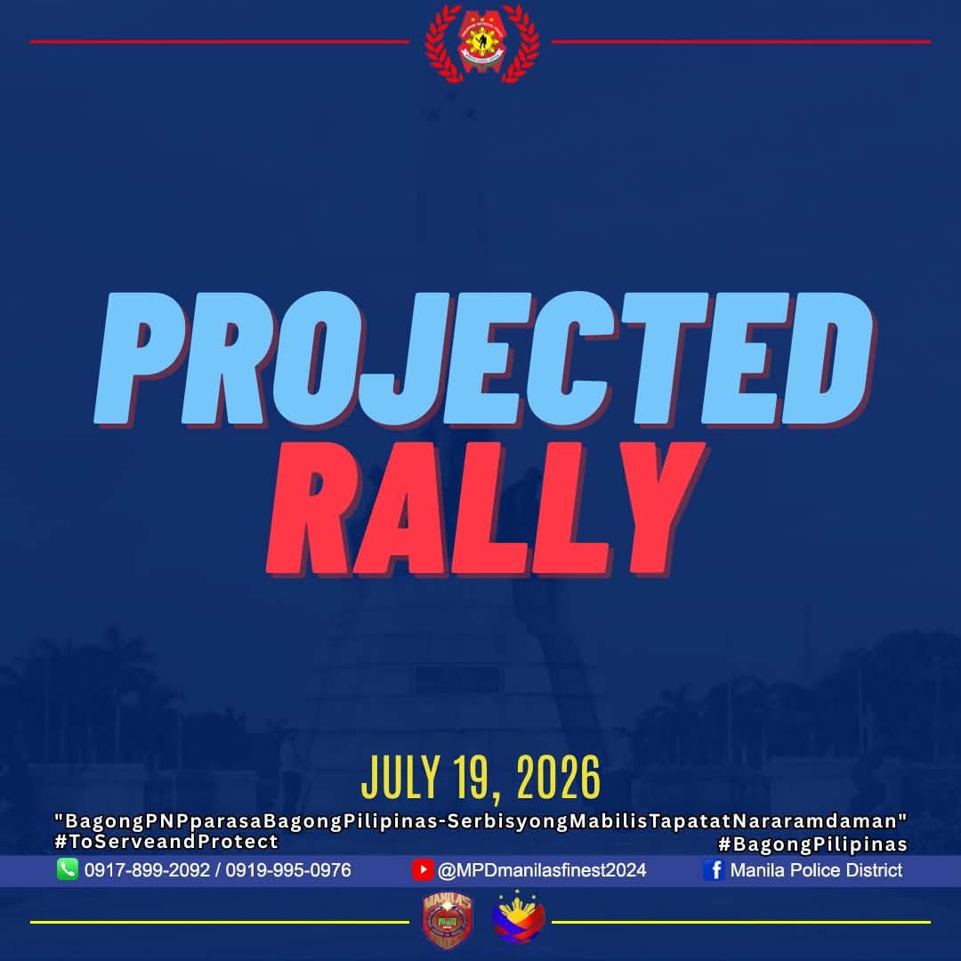 Road closures, traffic rerouting in Manila for UPI rally on July 19, 2026