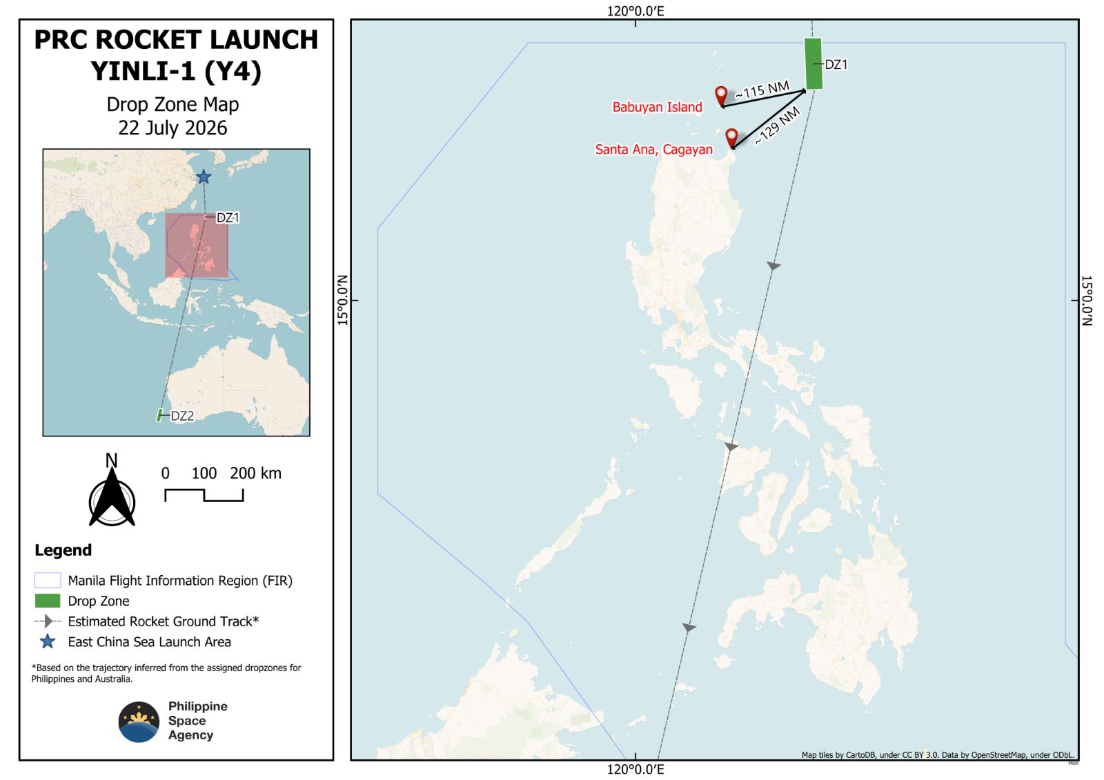 PhilSA: Rocket debris from China's Yinli-1 (Y4) launch may have fallen off Babuyan, Santa Ana, Cagayan